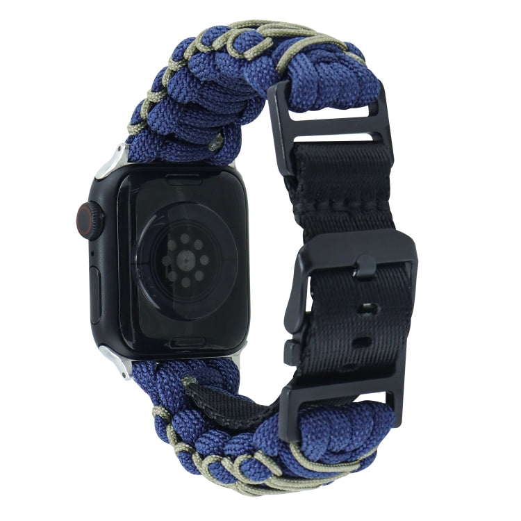 For Apple Watch SE 44mm Dual-layer Braided Paracord Buckle Watch Band(Navy Army Green) - free shipping - PMC TechLife - Order now!