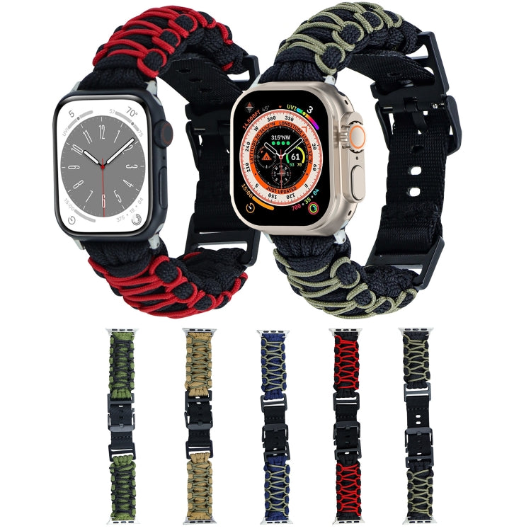 For Apple Watch SE 2023 40mm Dual-layer Braided Paracord Buckle Watch Band(Navy Army Green) - free shipping - PMC TechLife - Order now!