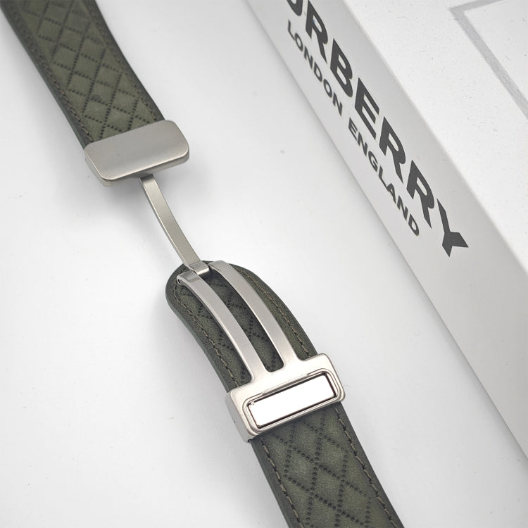 For Apple Watch Series 9 41mm Rhombus Pattern Magnetic Folding Buckle Leather Watch Band(Brown) - Watch Bands by PMC TechLife | Online Shopping South Africa | PMC TechLife | Buy Now Pay Later Mobicred