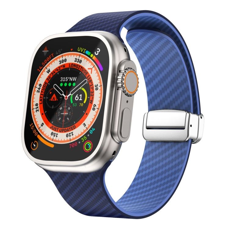 For Apple Watch Ultra 2 49mm Carbon Fiber Magnetic Silver Buckle Watch Band(Royal Blue Light Blue) - free shipping - PMC TechLife - Order now!