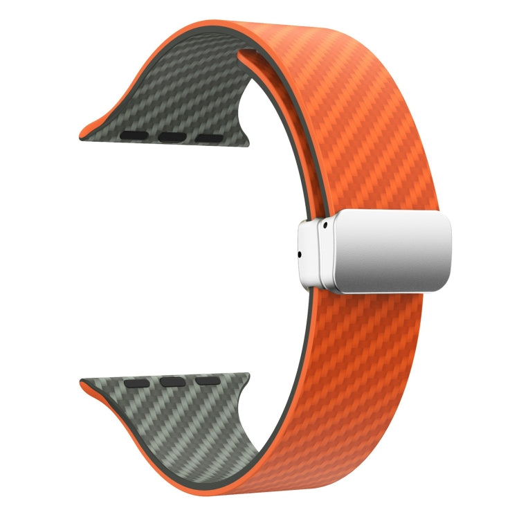 For Apple Watch Ultra 2 49mm Carbon Fiber Magnetic Silver Buckle Watch Band(Orange Grass) - free shipping - PMC TechLife - Order now!