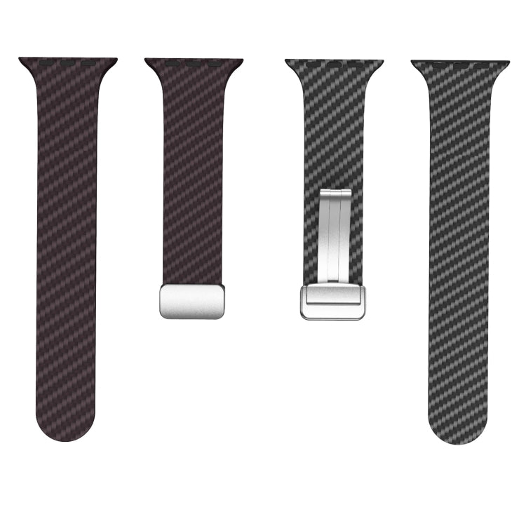 For Apple Watch SE 2022 40mm Carbon Fiber Magnetic Silver Buckle Watch Band(Dark Brown Black) - free shipping - PMC TechLife - Order now!