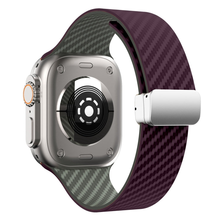 For Apple Watch Series 3 38mm Carbon Fiber Magnetic Silver Buckle Watch Band(Purple Green) - free shipping - PMC TechLife - Order now!
