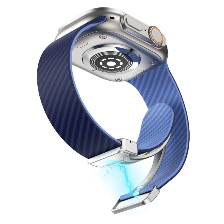For Apple Watch Series 2 42mm Carbon Fiber Magnetic Silver Buckle Watch Band(Royal Blue Light Blue) - free shipping - PMC TechLife - Order now!
