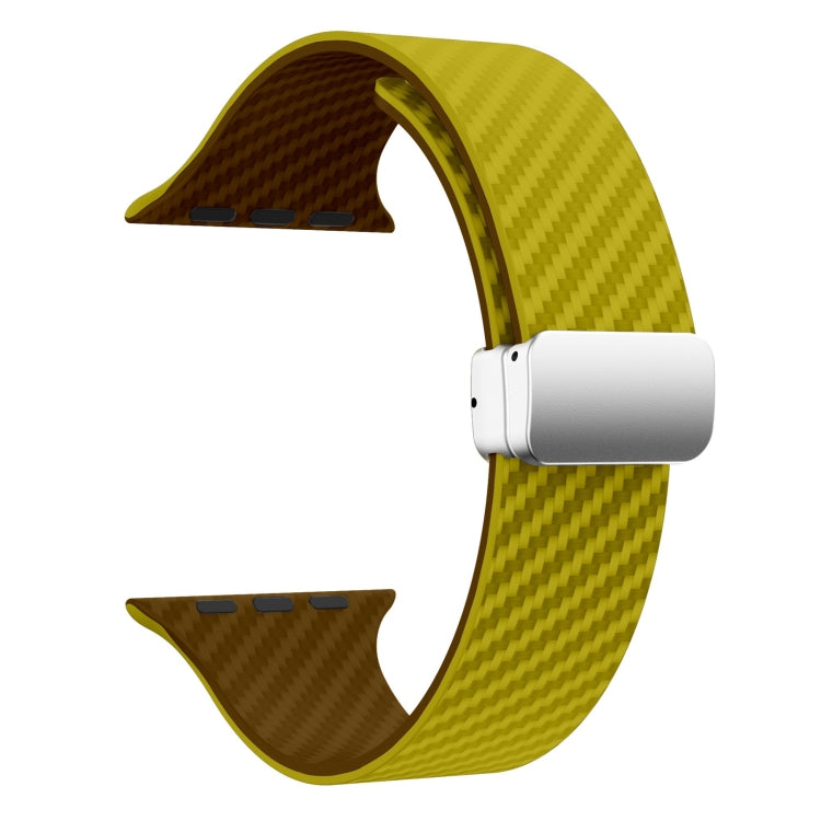 For Apple Watch 38mm Carbon Fiber Magnetic Silver Buckle Watch Band(Olive Brown) - free shipping - PMC TechLife - Order now!