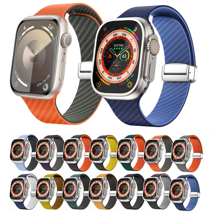 For Apple Watch 38mm Carbon Fiber Magnetic Silver Buckle Watch Band(Olive Brown) - free shipping - PMC TechLife - Order now!