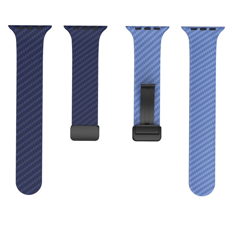 For Apple Watch SE 2023 44mm Carbon Fiber Magnetic Black Buckle Watch Band(Royal Blue Light Blue) - free shipping - PMC TechLife - Order now!