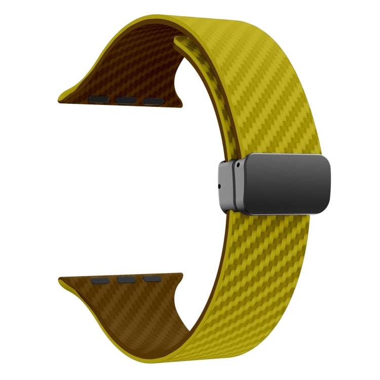 For Apple Watch SE 2023 44mm Carbon Fiber Magnetic Black Buckle Watch Band(Olive Brown) - free shipping - PMC TechLife - Order now!