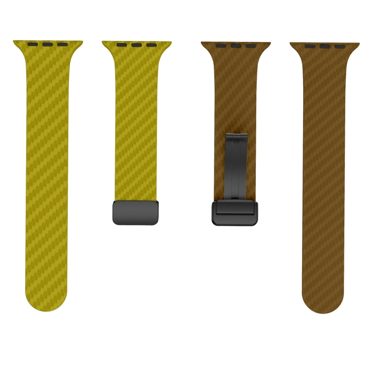 For Apple Watch SE 2023 44mm Carbon Fiber Magnetic Black Buckle Watch Band(Olive Brown) - free shipping - PMC TechLife - Order now!