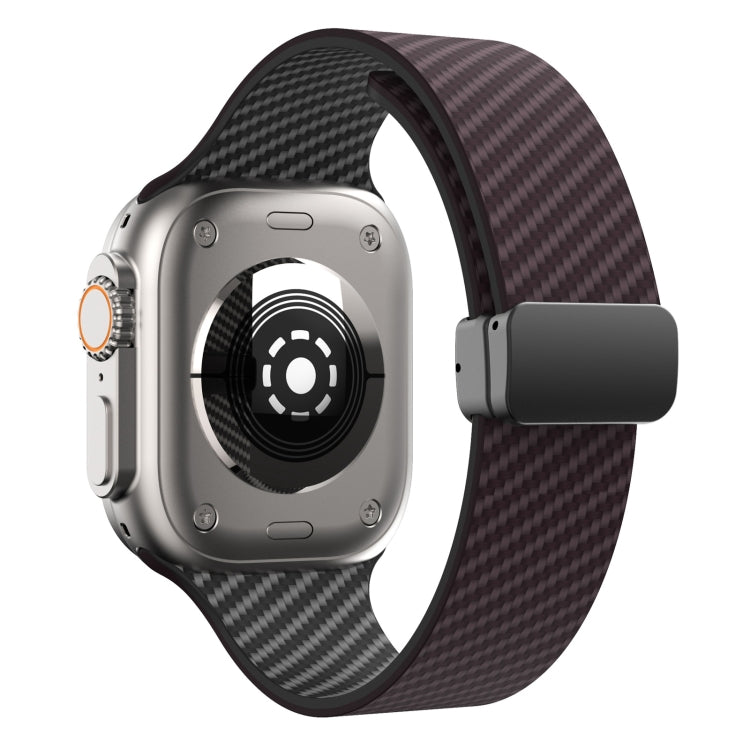 For Apple Watch Ultra 2 49mm Carbon Fiber Magnetic Black Buckle Watch Band(Dark Brown Black) - free shipping - PMC TechLife - Order now!