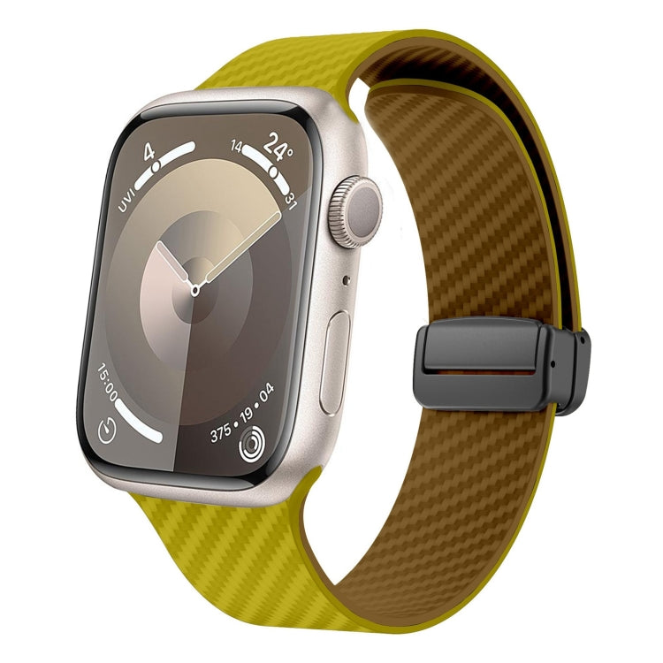 For Apple Watch SE 2022 40mm Carbon Fiber Magnetic Black Buckle Watch Band(Olive Brown) - free shipping - PMC TechLife - Order now!