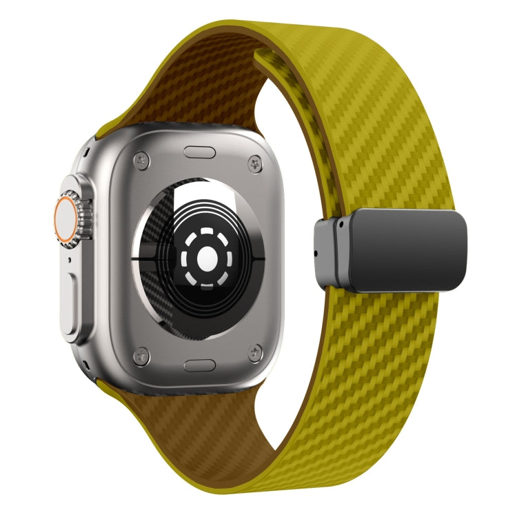 For Apple Watch SE 2022 40mm Carbon Fiber Magnetic Black Buckle Watch Band(Olive Brown) - free shipping - PMC TechLife - Order now!