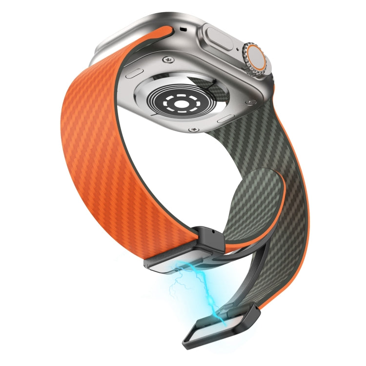 For Apple Watch Series 5 40mm Carbon Fiber Magnetic Black Buckle Watch Band(Orange Grass) - free shipping - PMC TechLife - Order now!