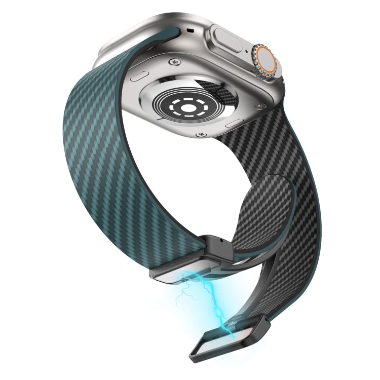For Apple Watch Series 4 44mm Carbon Fiber Magnetic Black Buckle Watch Band(Deep Green Black) - free shipping - PMC TechLife - Order now!