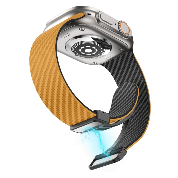 For Apple Watch Series 4 40mm Carbon Fiber Magnetic Black Buckle Watch Band(Light Brown Black) - free shipping - PMC TechLife - Order now!