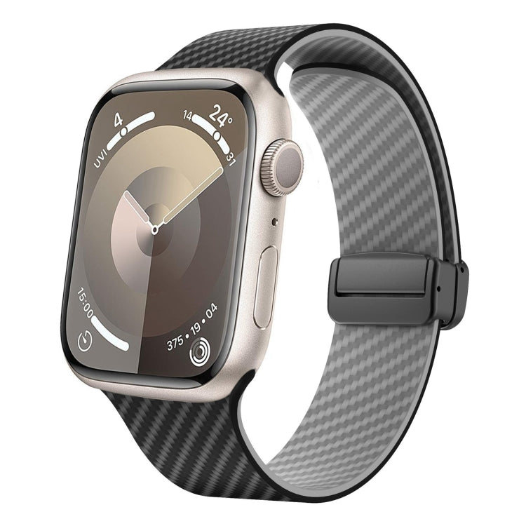 For Apple Watch Series 3 38mm Carbon Fiber Magnetic Black Buckle Watch Band(Black Grey) - free shipping - PMC TechLife - Order now!