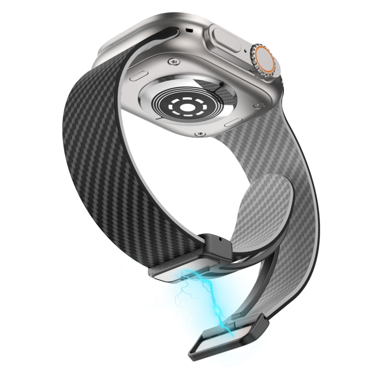 For Apple Watch Series 3 38mm Carbon Fiber Magnetic Black Buckle Watch Band(Black Grey) - free shipping - PMC TechLife - Order now!