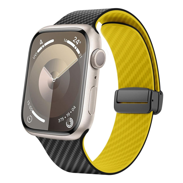 For Apple Watch 42mm Carbon Fiber Magnetic Black Buckle Watch Band(Black Yellow) - free shipping - PMC TechLife - Order now!
