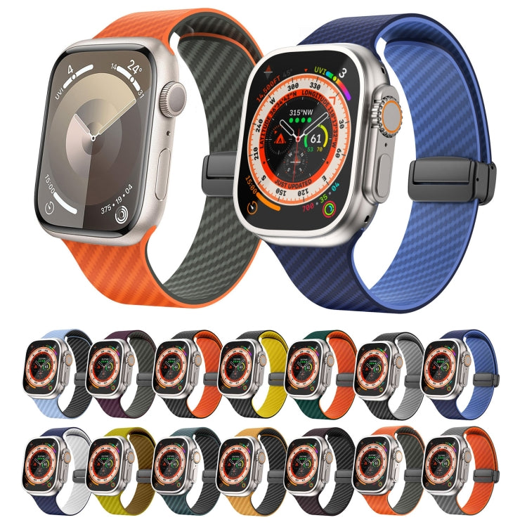 For Apple Watch SE 2023 44mm Carbon Fiber Magnetic Black Buckle Watch Band(Olive Brown) - free shipping - PMC TechLife - Order now!