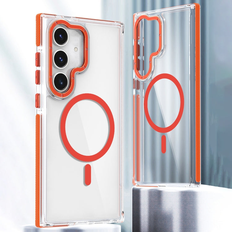 For Samsung Galaxy S24 5G Dual-Color Clear Acrylic Hybrid TPU MagSafe Phone Case(Orange) - Galaxy S24 5G Cases by PMC TechLife | Online Shopping South Africa | PMC TechLife