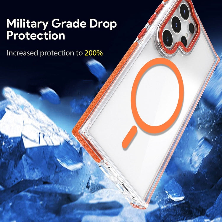 For Samsung Galaxy S24 5G Dual-Color Clear Acrylic Hybrid TPU MagSafe Phone Case(Orange) - Galaxy S24 5G Cases by PMC TechLife | Online Shopping South Africa | PMC TechLife