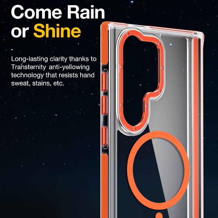For Samsung Galaxy S24 5G Dual-Color Clear Acrylic Hybrid TPU MagSafe Phone Case(Orange) - Galaxy S24 5G Cases by PMC TechLife | Online Shopping South Africa | PMC TechLife