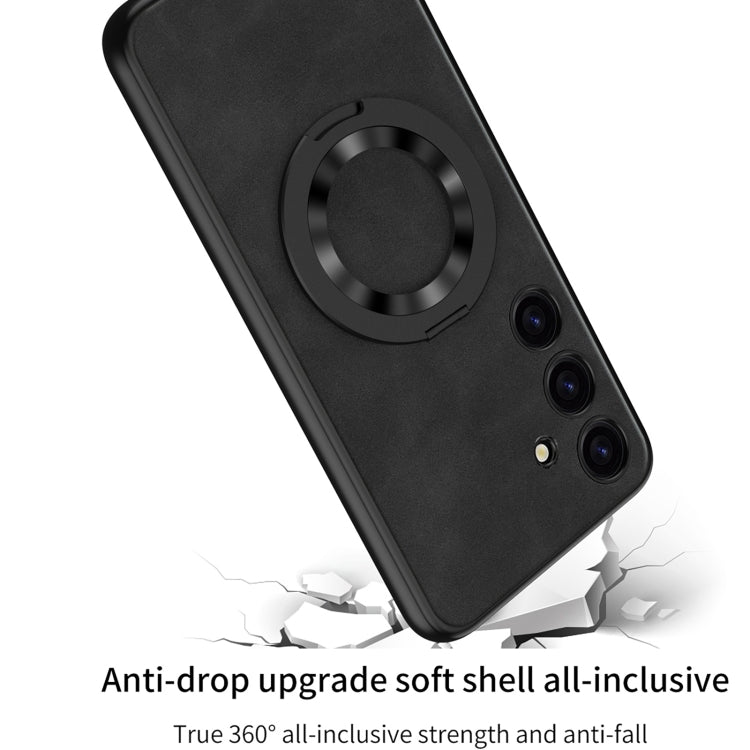 For Samsung Galaxy S24 5G GKK Skin Feel Frosted Leather MagSafe Magnetic Phone Case with Holder(Black) - Galaxy S24 5G Cases by GKK | Online Shopping South Africa | PMC TechLife | Buy Now Pay Later Mobicred