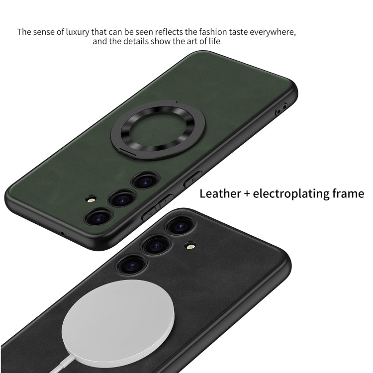 For Samsung Galaxy S24 5G GKK Skin Feel Frosted Leather MagSafe Magnetic Phone Case with Holder(Grey) - Galaxy S24 5G Cases by GKK | Online Shopping South Africa | PMC TechLife | Buy Now Pay Later Mobicred