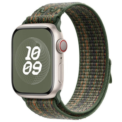 For Apple Watch Series 3 38mm Loop Nylon Watch Band(Green Orange) - Watch Bands by PMC Jewellery | Online Shopping South Africa | PMC Jewellery