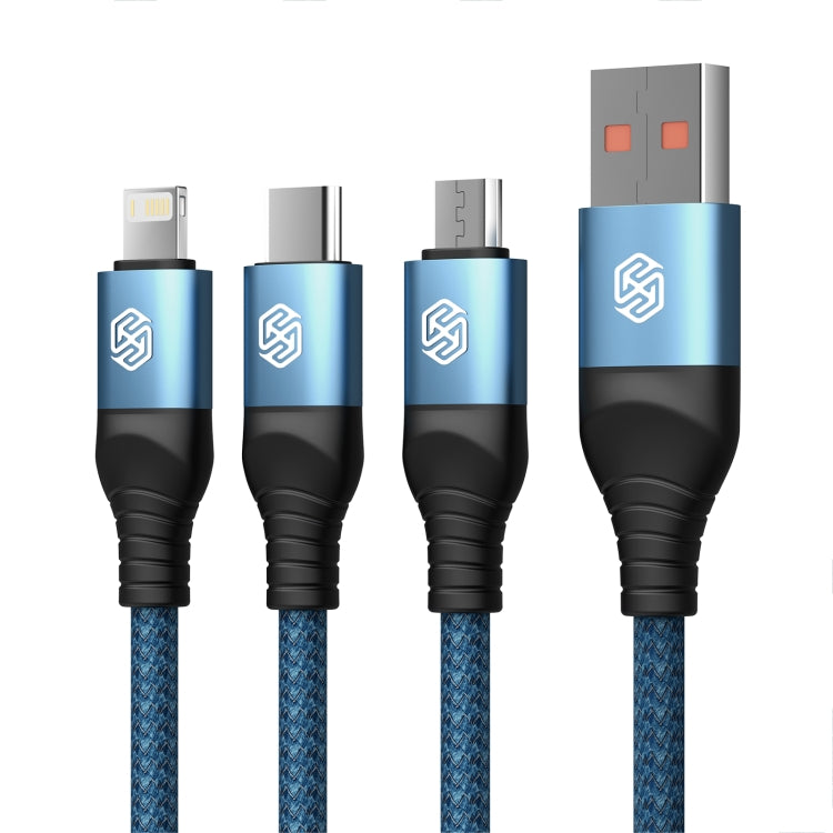 Nillkin Swift Pro 1m 3 in 1 USB to 8 Pin + Type-C + Micro USB Fast Charging Cable(Blue) - Multifunction Cable by NILLKIN | Online Shopping South Africa | PMC Jewellery