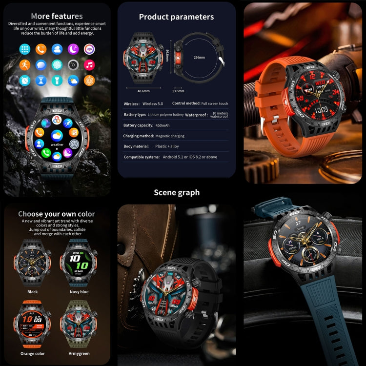 HT22 1.46 inch Smart Sport Watch, Support Bluetooth Call / Sleep / Heart Rate / Blood Pressure Health Monitor(Green) - Smart Watches by PMC TechLife | Online Shopping South Africa | PMC TechLife
