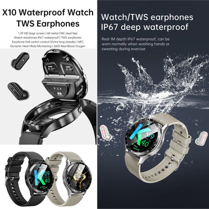 X10 Headphones Smart Watch 1.39 inch Waterproof Bracelet, Support Bluetooth Call / NFC / Heart Rate(Silver) - Smart Watches by PMC Jewellery | Online Shopping South Africa | PMC Jewellery