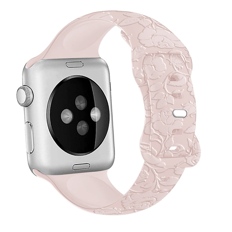 For Apple Watch Series 6 44mm Rose Embossed Silicone Watch Band(Pink) - free shipping - PMC TechLife - Order now!