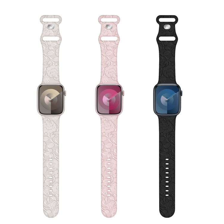 For Apple Watch Series 6 44mm Rose Embossed Silicone Watch Band(Pink) - free shipping - PMC TechLife - Order now!