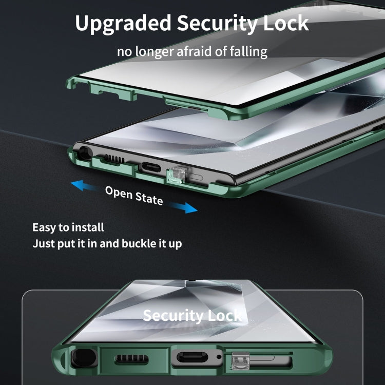 For Samsung Galaxy S23 Ultra 5G MagSafe Magnetic HD Frosted Tempered Glass Holder Phone Case(Green) - Galaxy S23 Ultra 5G Cases by PMC TechLife | Online Shopping South Africa | PMC TechLife
