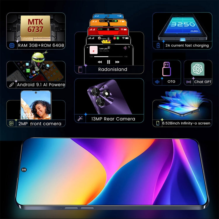 K652, 3GB+64GB, 6.528 inch Android 9.1 Mediatek MT6737 Quad Core, OTG, Network: 4G(Black) - free shipping - PMC TechLife - Order now!