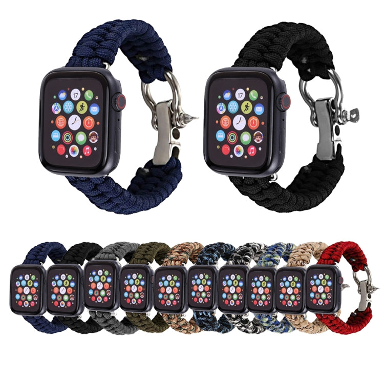 For Apple Watch Ultra 49mm / Series 8&7 45mm / SE 2&6&SE&5&4 44mm / 3&2&1 42mm Umbrella Cord Nylon Braided Watch Band(Blue Green) - Smart Wear by PMC TechLife | Online Shopping South Africa | PMC TechLife