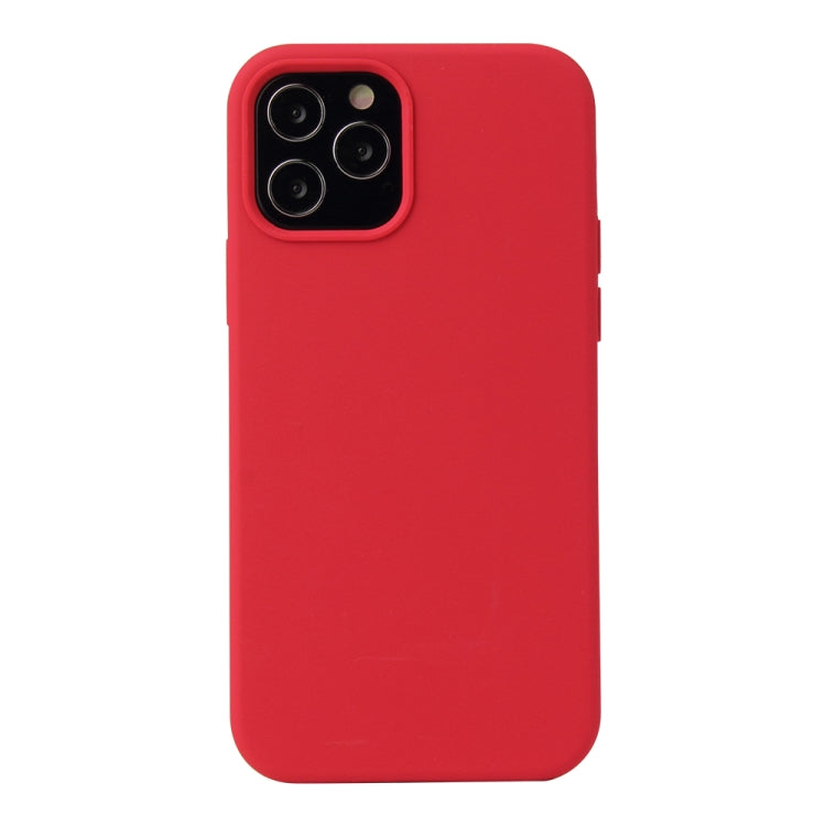 For iPhone 12 / 12 Pro Solid Color Liquid Silicone Shockproof Protective Case(Carmine) - iPhone 12 / 12 Pro Cases by PMC Jewellery | Online Shopping South Africa | PMC Jewellery