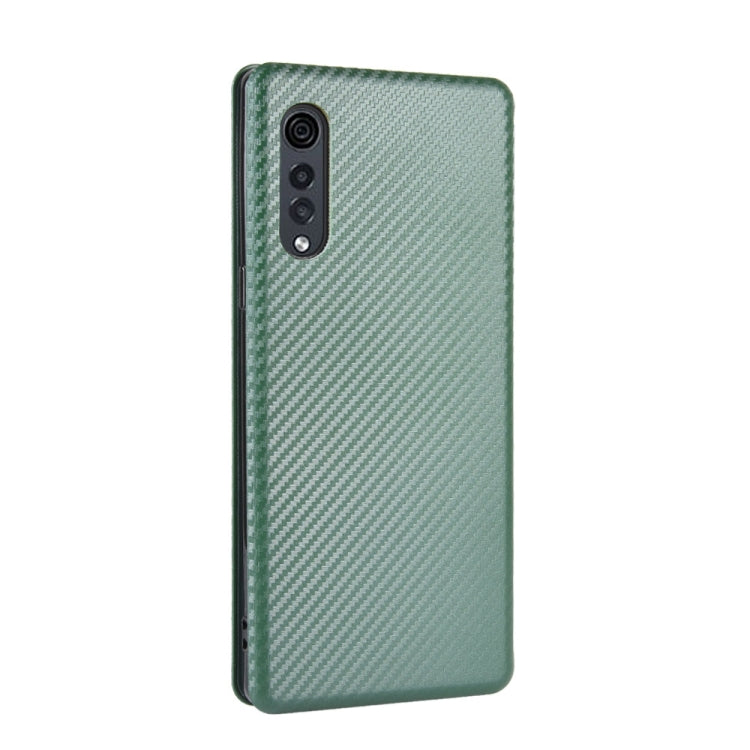 For LG Velvet Carbon Fiber Texture Horizontal Flip TPU + PC + PU Leather Case with Card Slot(Green) - LG Cases by PMC TechLife | Online Shopping South Africa | PMC TechLife | Buy Now Pay Later Mobicred