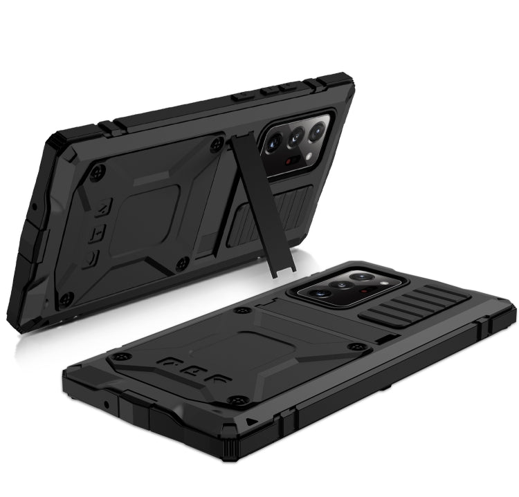 For Samsung Galaxy Note 20 Ultra R-JUST Shockproof Waterproof Dust-proof Metal + Silicone Protective Case with Holder(Black) - Galaxy Note20 Cases by R-JUST | Online Shopping South Africa | PMC TechLife | Buy Now Pay Later Mobicred