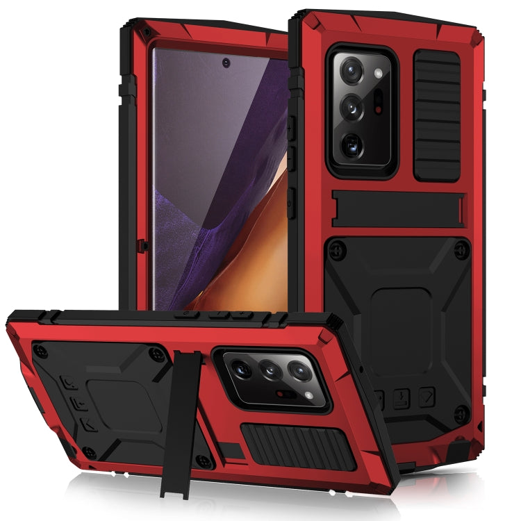 For Samsung Galaxy Note 20 Ultra R-JUST Shockproof Waterproof Dust-proof Metal + Silicone Protective Case with Holder(Red) - Galaxy Note20 Cases by R-JUST | Online Shopping South Africa | PMC TechLife | Buy Now Pay Later Mobicred