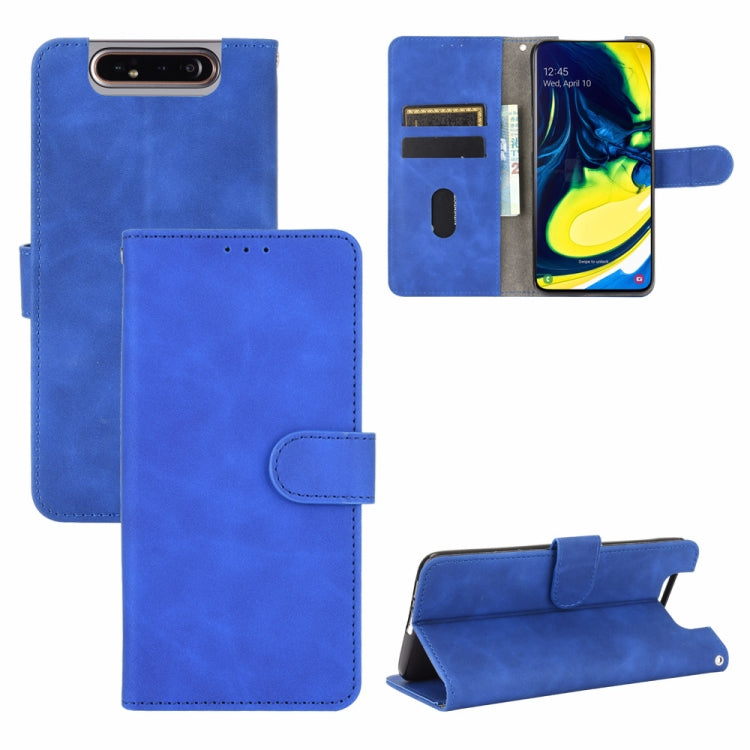 For Samsung Galaxy A80 Solid Color Skin Feel Magnetic Buckle Horizontal Flip Calf Texture PU Leather Case with Holder & Card Slots & Wallet(Blue) - free shipping - PMC TechLife - Order now!