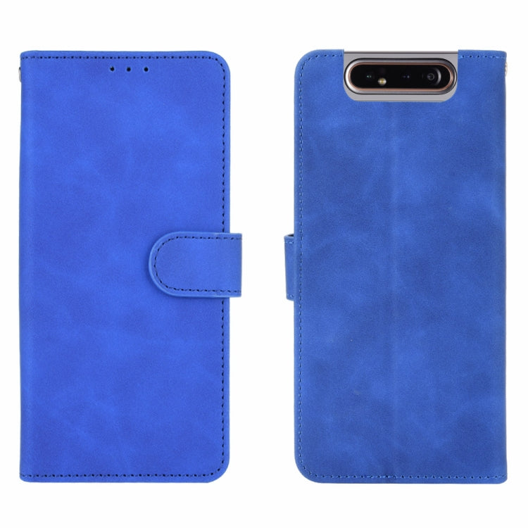 For Samsung Galaxy A80 Solid Color Skin Feel Magnetic Buckle Horizontal Flip Calf Texture PU Leather Case with Holder & Card Slots & Wallet(Blue) - free shipping - PMC TechLife - Order now!