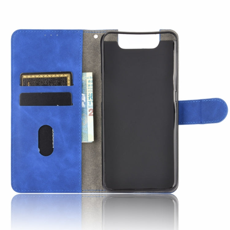 For Samsung Galaxy A80 Solid Color Skin Feel Magnetic Buckle Horizontal Flip Calf Texture PU Leather Case with Holder & Card Slots & Wallet(Blue) - free shipping - PMC TechLife - Order now!