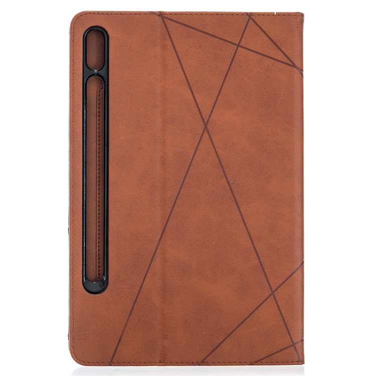 For Samsung Galaxy Tab S8 / Galaxy Tab S7 T870 Rhombus Texture Horizontal Flip Magnetic Leather Case with Holder & Card Slots(Brown) - free shipping - PMC TechLife - Order now!