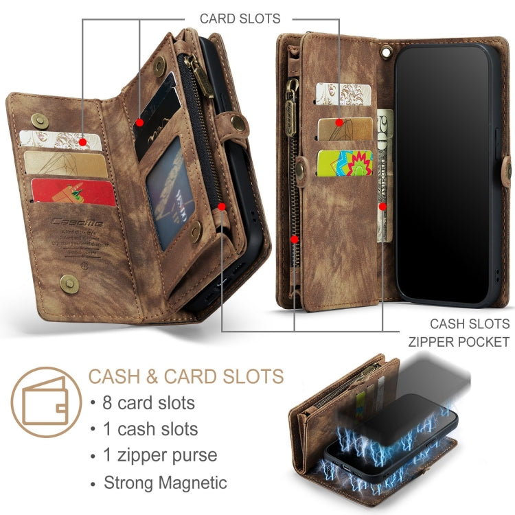 For iPhone 12 / 12 Pro CaseMe-008 Detachable Multifunctional Wallet Leather Phone Case (Brown) - free shipping - PMC TechLife - Order now!