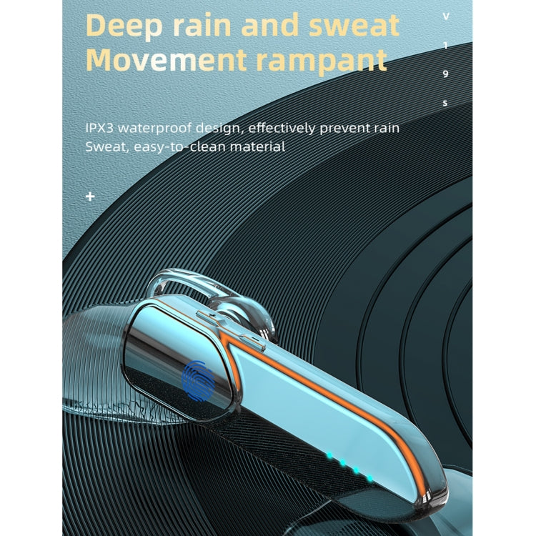 V19S Bluetooth 5.0 Business Style Fingerprint Touch Bluetooth Earphone(Pink) - Bluetooth Earphone by PMC TechLife | Online Shopping South Africa | PMC TechLife