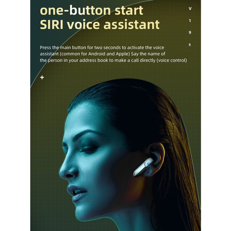 V19S Bluetooth 5.0 Business Style Fingerprint Touch Bluetooth Earphone(Blue) - Bluetooth Earphone by PMC TechLife | Online Shopping South Africa | PMC TechLife