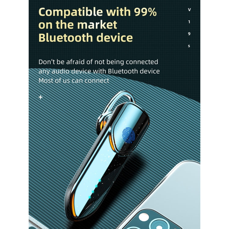 V19S Bluetooth 5.0 Business Style Fingerprint Touch Bluetooth Earphone(Blue) - Bluetooth Earphone by PMC TechLife | Online Shopping South Africa | PMC TechLife