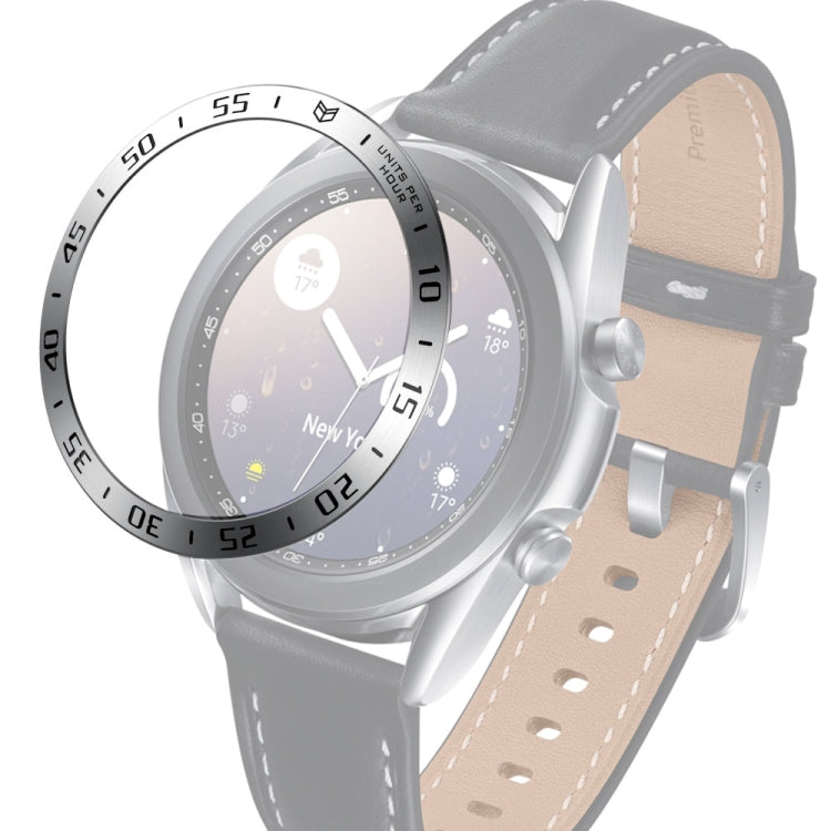 For Samsung Galaxy Watch 3 41mm Smart Watch Steel Bezel Ring, A Version(Silver Ring Black Letter) - Watch Cases by ENKAY | Online Shopping South Africa | PMC TechLife | Buy Now Pay Later Mobicred